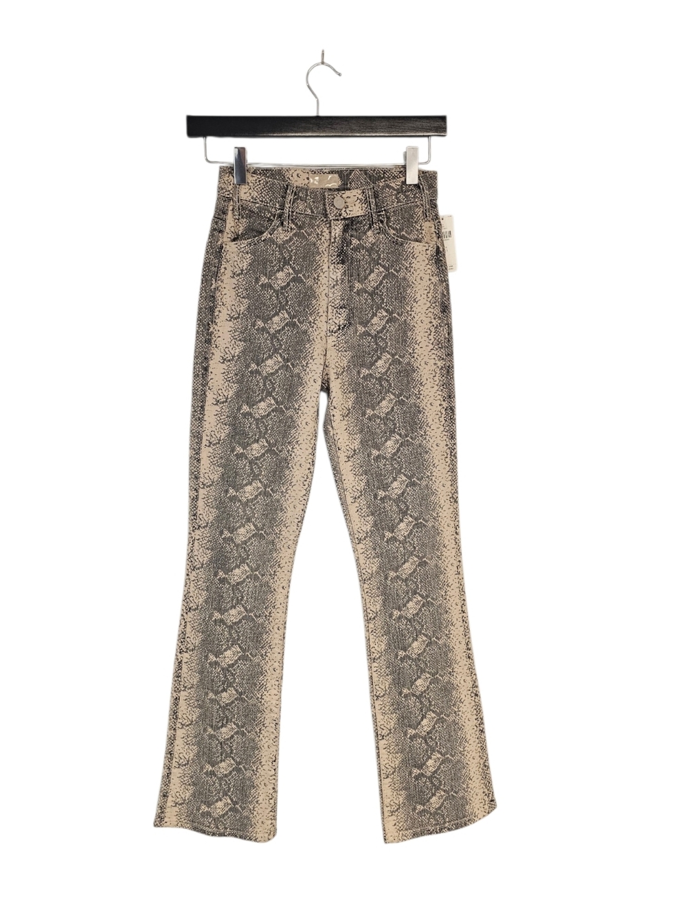 MOTHER The Hustler Flood High Rise Straight Leg Snake Boa Babe Jeans 24 NWT
